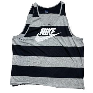 Nike striped swoosh logo black gray tank top size 3xl